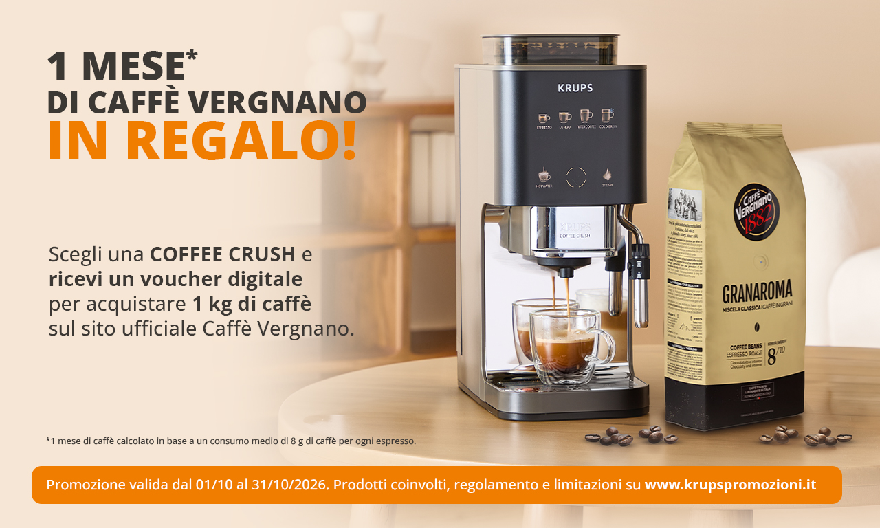 1 mese di caffè Vergnano in regalo con Coffee Crush